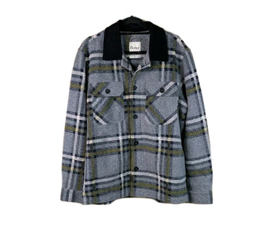 Penfield Overshirt Jacket Mens Size Medium Grey Checked Shacket Corduroy Collar  - Image 1 of 4