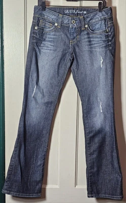 VTG Guess Jeans Women 29 32"x 32" Daredevil Boot Cut Stretch Low Rise Distressed - Image 1 of 4