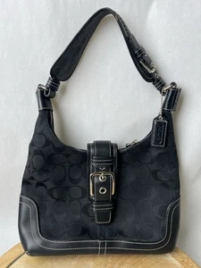 Vintage Coach Schultertasche Canvas & Glattleder schwarz Signature - Bild 1 von 5