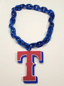 New MLB TEXAS RANGERS Jumbo Big BLUE Fan Chain Fan Necklace Foam OVERSIZED Bling - Picture 1 of 5