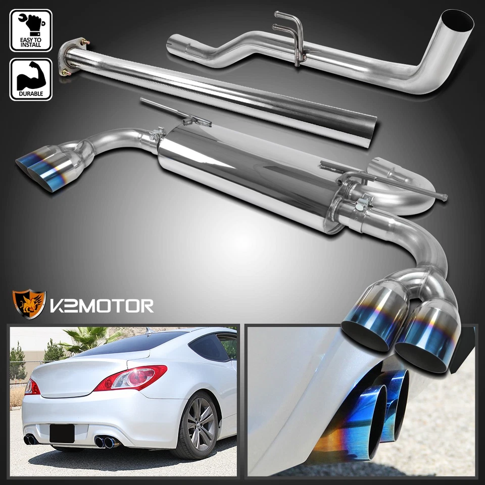 Fits 2009-2014 Genesis Coupe 2.0T Burnt Tip SS Catback Exhaust Muffler System Foto 1 de 4