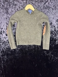 Polo Ralph Lauren Green Wool Cashmere Blend Sweater Kids Toddler L Elbow Patches - Picture 1 of 8