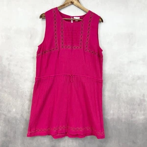 Garnet Hill Womens Dress XL Hot Pink Gauzy Cotton Resort Coastal Boho Cottage - Picture 1 of 12