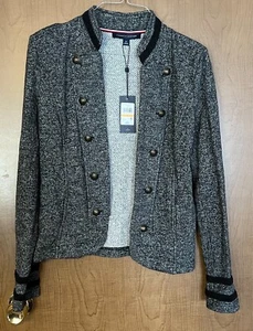 NWT Women's Tommy HIlfiger Band Jacket Military Black/Gray Size Small So Cute! - Picture 1 of 12