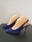 Pedro miralles 1959 suede stylish blue court slingback shoes uk 5 heels  3"