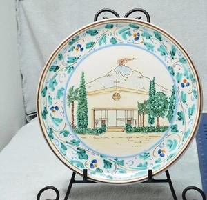 Southwest Pottery Handmade Hanging Plate Beautiful Church Chapel Cross Mountain - Picture 1 of 5