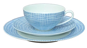 Decoración de rafia Arzberg azul forma 2000 1 v. 4 taza + inferior + plato de pastel muy bueno - Imagen 1 de 12