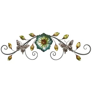 Sophie Butterfly and Floral Scrolling Metal Wall Art - Picture 1 of 5