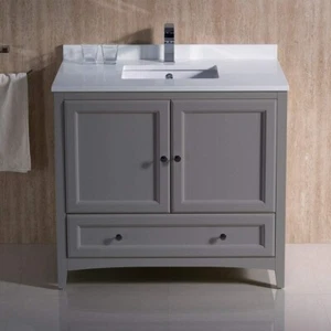 Fresca Oxford 36" Gray Traditional Bathroom Cabinet w/Top & Sink - Picture 1 of 5