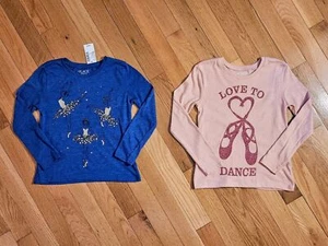 NEW Children's Place Little Girl Ballerina Theme Long-sleeve Tee 2pk (sz 4-7/8) - Picture 1 of 6