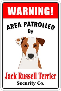 *Aluminum* Warning Area Patrolled By Jack Russell Terrier 8"X12" Metal Sign - Picture 1 of 2
