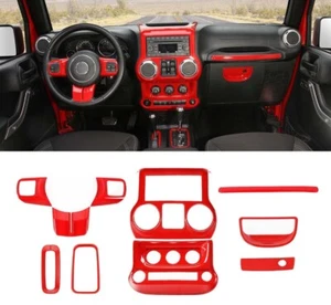10 Red Interior Console Dash Panel Trim Cover Fits Jeep Wrangler JK 2011- 2018 - Picture 1 of 6
