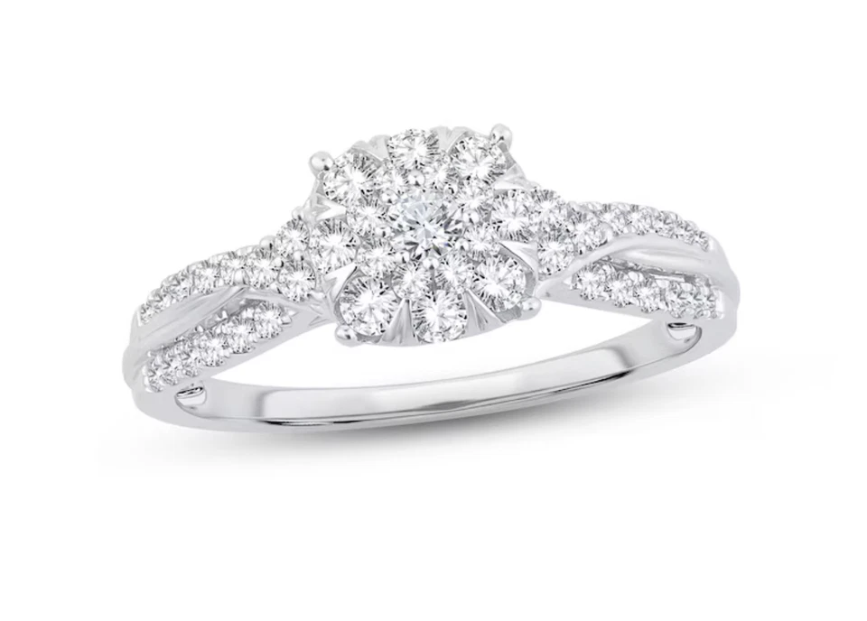 Kay 'Adore' Diamond Engagement Ring 1/2 Ct Tw Round-cut 10k White Gold Size 6 - Image 1 of 4
