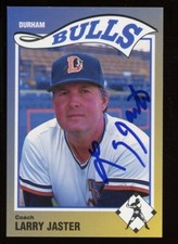 1990 Durham Bulls LARRY JASTER Signed Card autograph AUTO BRAVES CARDINALS