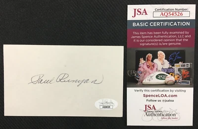 Paul Runyan Signed 3x5 Index Card JSA w/COA Pro Golfer PGA Champ HOF (d.2002)! - Image 1 of 4