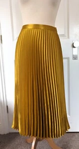 WHISTLES GOLDEN OCHRE PLEATED SILKY MIDI SKIRT 8 EXCELLENT CONDITION RRP £139 - Picture 1 of 7