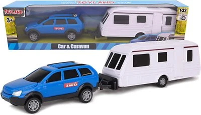 Toyland®  Car & Caravan Set Pull Along - 1:32 Scale - Blue(BT40-BLUE) - Image 1 of 4