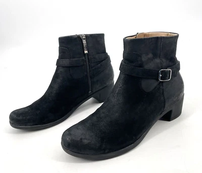 Dansko Mujer 9/39 Cagney Botas Cuero Negro Bloque Tacón Hebilla Cremallera Lateral Foto 1 de 4