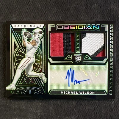 Michael Wilson/25 Electric Etch Green RPA Arizona Cardinals 2023 Obsidian - Image 1 of 4