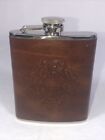 Leather Wrapped Brown 6 oz.Liquor Stainless Steel Pocket Hip Flask
