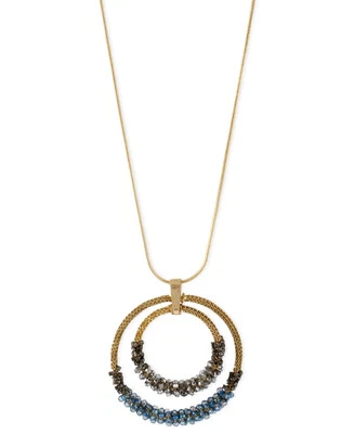 Kenneth Cole New York Gold Tone Bead Circle Pendant Necklace Urban Glitz NWT - Изображение 1 из 2