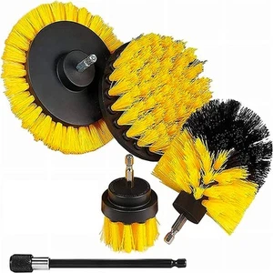 Set 4 cepillos amarillo para taladro eléctrico set limpieza con cerdas rígidas - Imagen 1 de 5