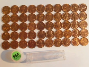 1955 P BU Lincoln Cent Roll, Nice Coins (55PRL2) - Picture 1 of 9
