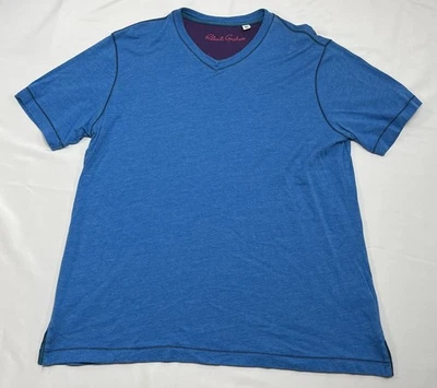 Camiseta Robert Graham Azul Marino Cuello en V XL Mezcla Modal Calce Clásico Manga Corta Foto 1 de 4