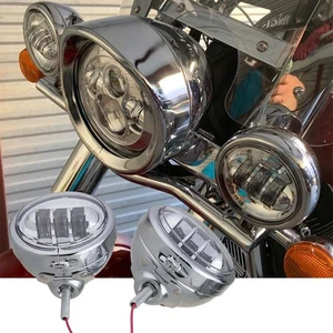 2x 4.5" LED Fog Lights + Housing Bracket For Yamaha V-Star XVS 650 950 1100 1300 - Picture 1 of 12