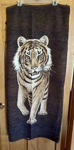 Vintage Biederlack Blanket Prowling Tiger 56”x 52” Reversible - Picture 1 of 4