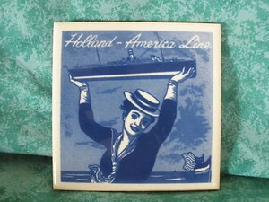 HOLLAND AMERICA LINE~ROYAL GOEDEWAAGEN~COASTER TILES~LADY HOLDING SHIP~NIP~COA - Picture 1 of 3