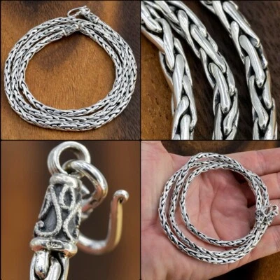 64g 26" 66cm Elegante Arte Tejido Serpiente Trenzada 925 Plata de Ley Collar Cadena Foto 1 de 4