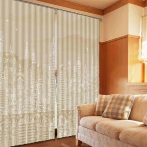Urban Night Architecture 3D Blockout Photo Print Curtain Fabric Curtains Window - Imagen 1 de 10