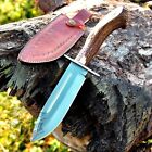 Handmade D2 Steel Stag Antler Handle Large Bowie Knife - Fixed Blade