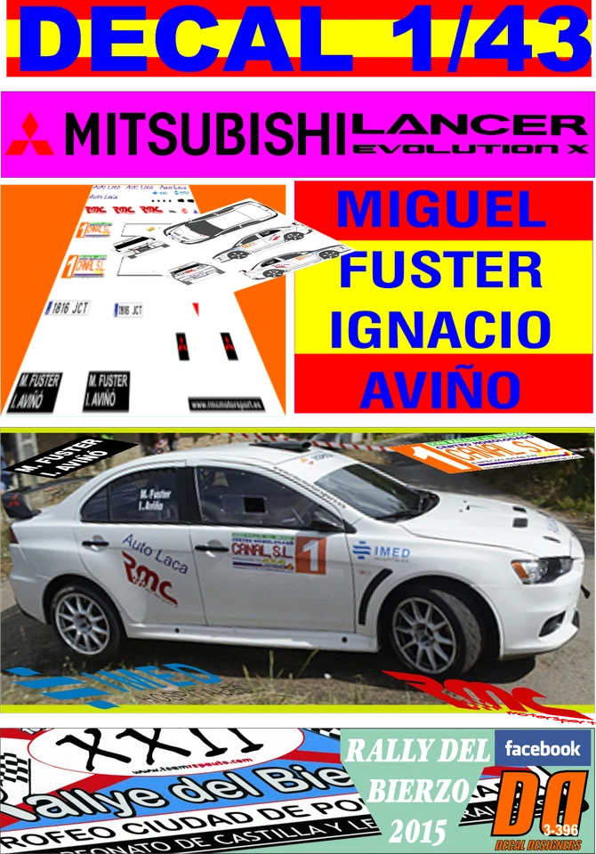DECAL 1/43 MITSUBISHI LANCER EVO X M.FUSTER RALLY DEL BIERZO 2015 WINNER (08) - Image 1 of 1