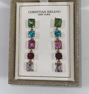 "Pendientes de disfraz colgantes Christian Siriano NY multicolor con diamantes de imitación de 2,5""" - Imagen 1 de 12