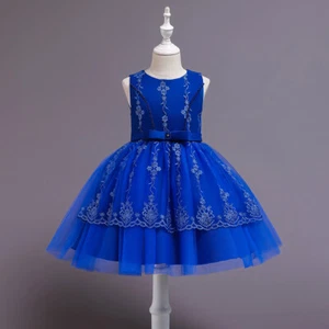 Flower Girls Lace Dresses Bridesmaid Wedding Kids Prom Tutu Dress Evening Gown - Picture 1 of 96