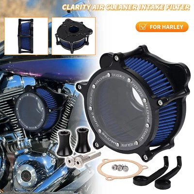 Filtro de admisión azul filtro de aire negro para Harley Fat Boy Lo Road King Glide FLTRU Foto 1 de 4