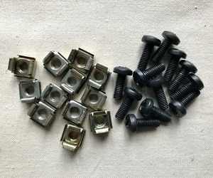 19inch Equipment Rack Nuts & Black M6 Bolts 16mm, Pack of 12 - Zdjęcie 1 z 6
