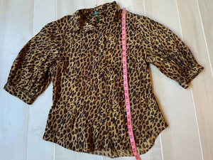 Lauren Ralph Lauren animal cheetah print short sleeve top shirt blouse size M - Picture 1 of 4