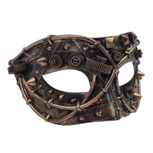 Men's Spiked Steampunk Halloween Costume Masquerade Eye Mask [Copper] - Picture 1 of 3
