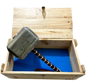 Thor Hammer Metal MCU Thor Mjolnir Cosplay 1/1 Scale Movie Prop with wood Box - Picture 1 of 9