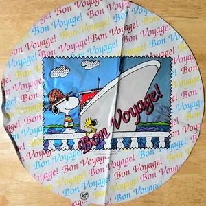 Vintage PEANUTS Snoopy Mylar Silber Ballon "BON VOYAGE" 1980er Woodstock - Bild 1 von 2
