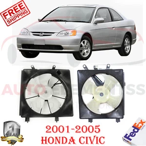 Radiator + Condenser A/C Fan Shroud Assembly For 2001-2005 Honda Civic 1.7L - Picture 1 of 8