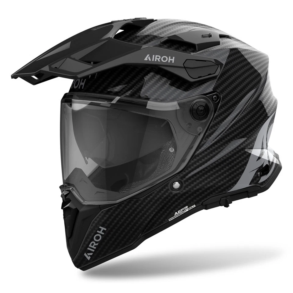 CASCO MOTO INTEGRALE CARBONIO DUAL AIROH COMMANDER 2 CARBON GLOSS TG L