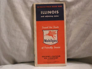 1950'S MOBILGAS ROAD MAP FOR ILLINOIS AND ADJOINING STATES - Picture 1 of 1