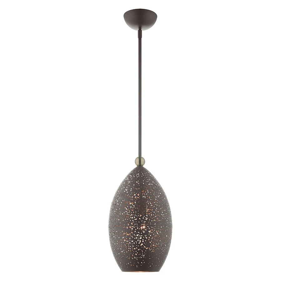 Livex Charlton 1 Light Pendant, Bronze/Brass/Bronze Filigreed/Gold - 49182-07 - Image 1 of 1