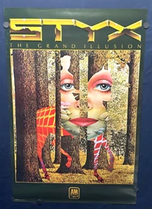🔥 Raro PÓSTER PROMOCIONAL STYX "The Grand Illusion" Record Store 1977 36x24 EX+ - Imagen 1 de 12