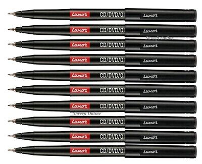 10 X EXTRA FINE TIP Permanent Marker Pens BLACK CD / DVD Marker Pen - Best Price • 2.89£