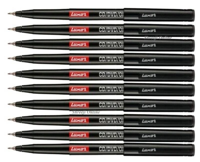 10 X EXTRA FINE TIP Permanent Marker Pens BLACK CD / DVD Marker Pen - Best Price - Image 1 of 4